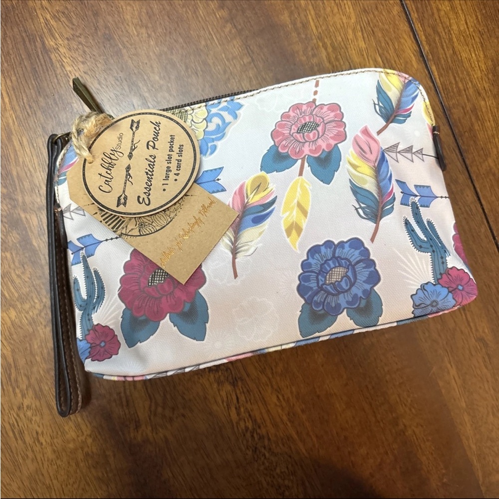 Catchfly Studio Floral Print Wristlet Essential Pouch